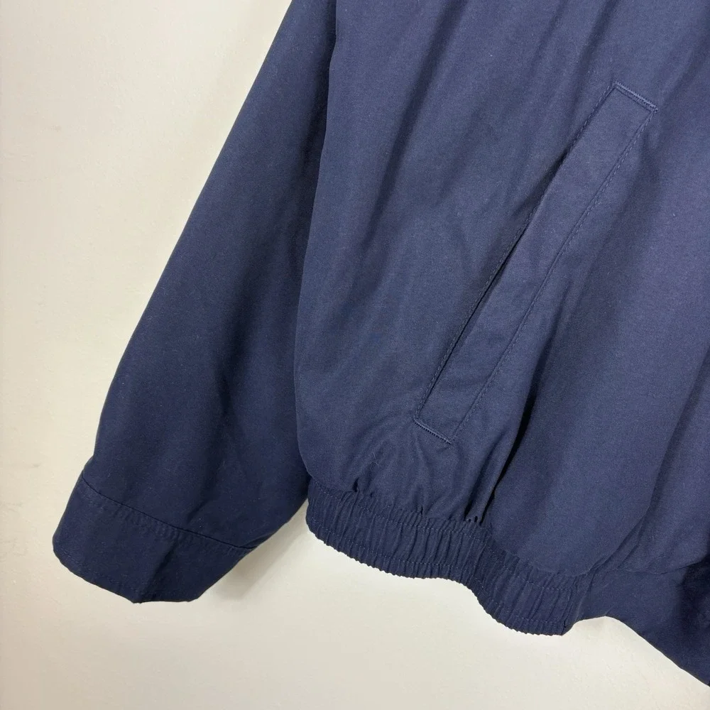 Vintage Polo Ralph Lauren Harrington Bomber Jacket Navy Blue XXL 2XL Plaid Lined